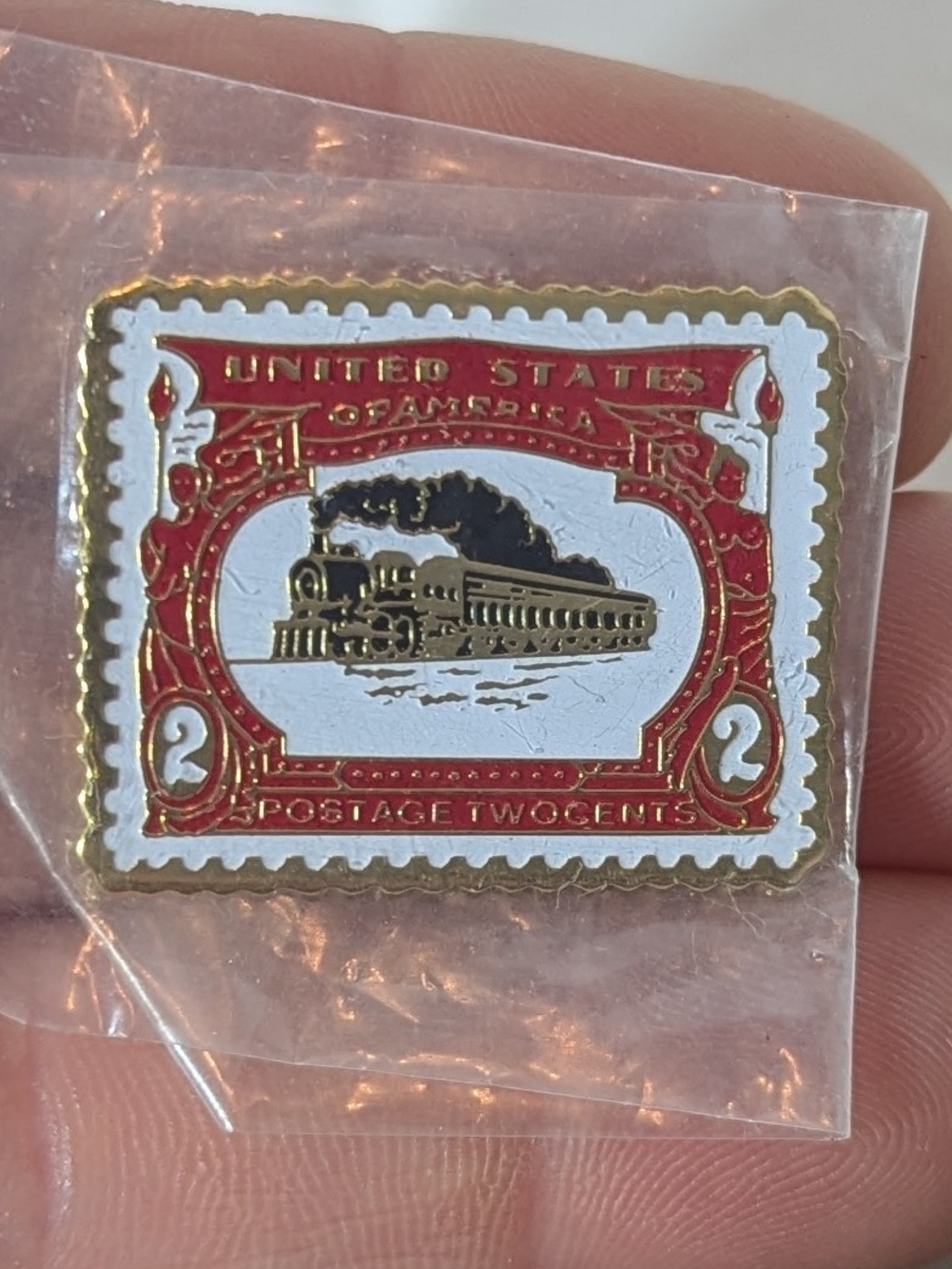 Postal Anniversary Lapel Pins Lot of 4 Train/Railroad Locomotive Postage Stamp